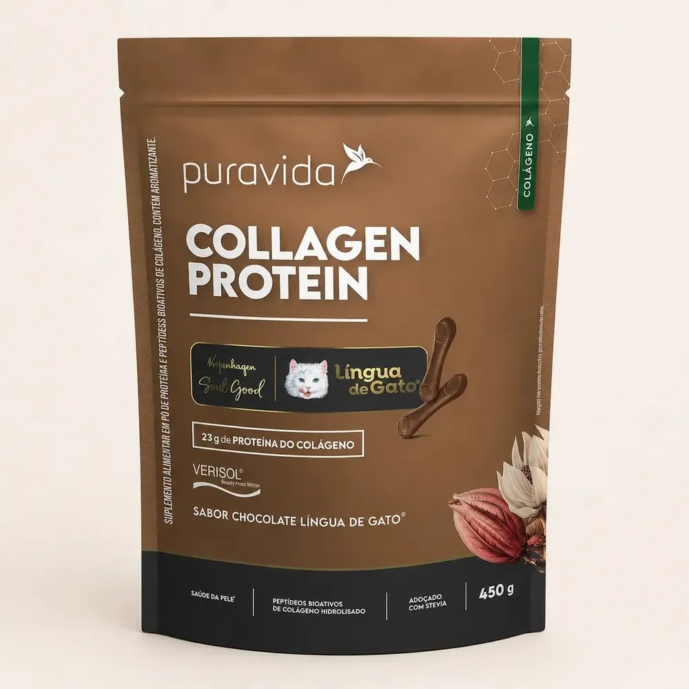 Collagen Protein Puravida Língua de Gato 450g