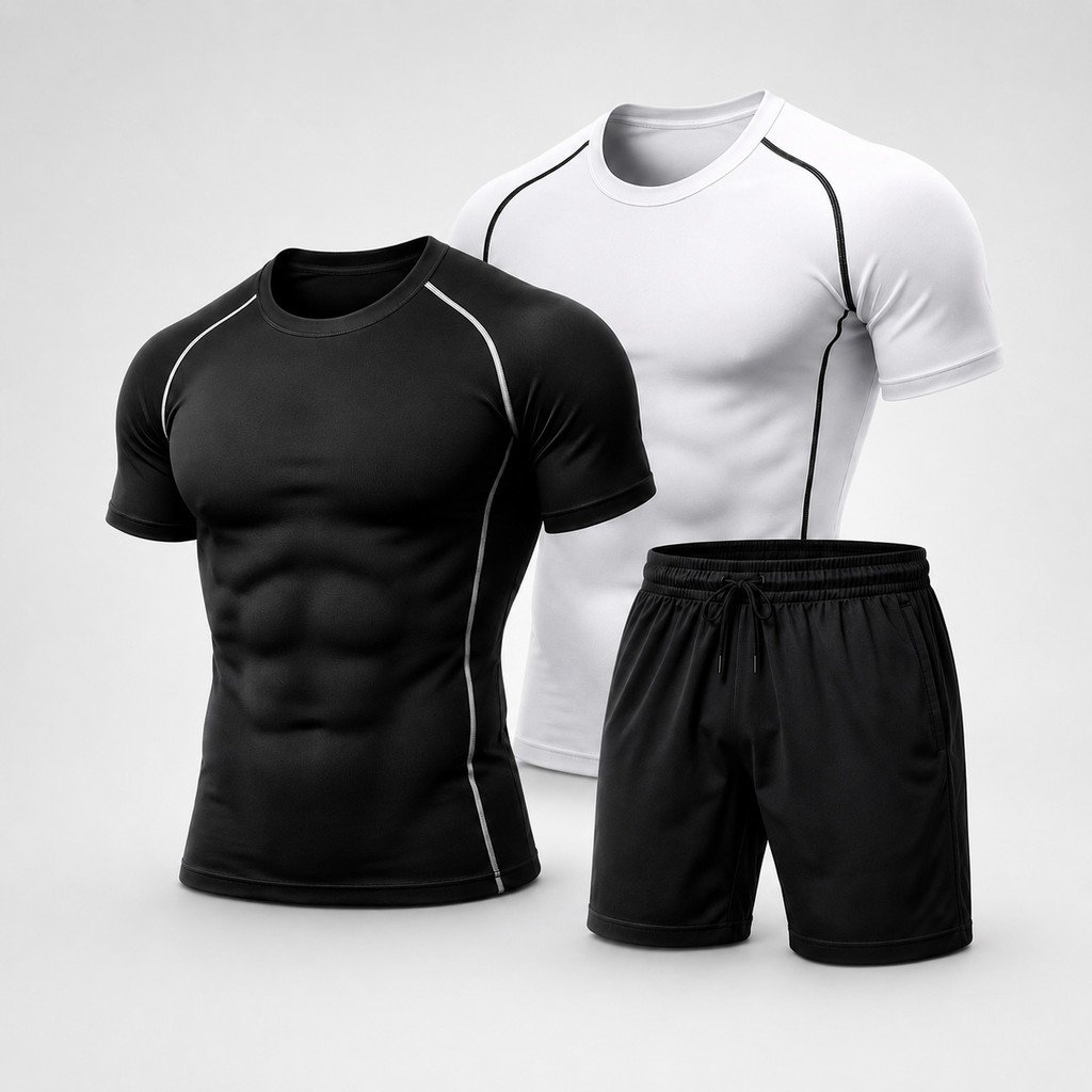 Kit Camisa de Compressão + Short Dri-fit Masculino Camiseta Academia Treino Corrida