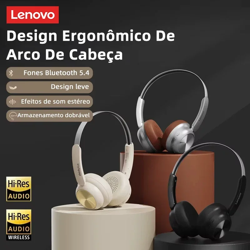 Original lenovo th66 verdadeiro fone de ouvido sem fio grande alto-falante com longa resistência música novo bluetooth v5.4 chip fone de ouvido