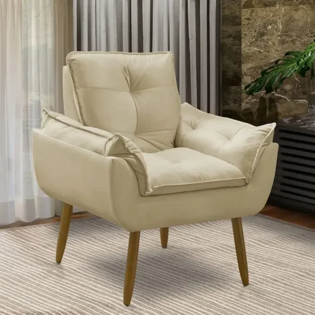 Poltrona Decorativa Opala Suede Para Sala Arapongas Luxo