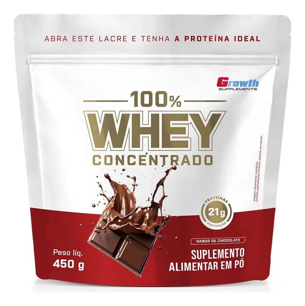 100% Whey Concentrado 450g Growth Supplements Chocolate