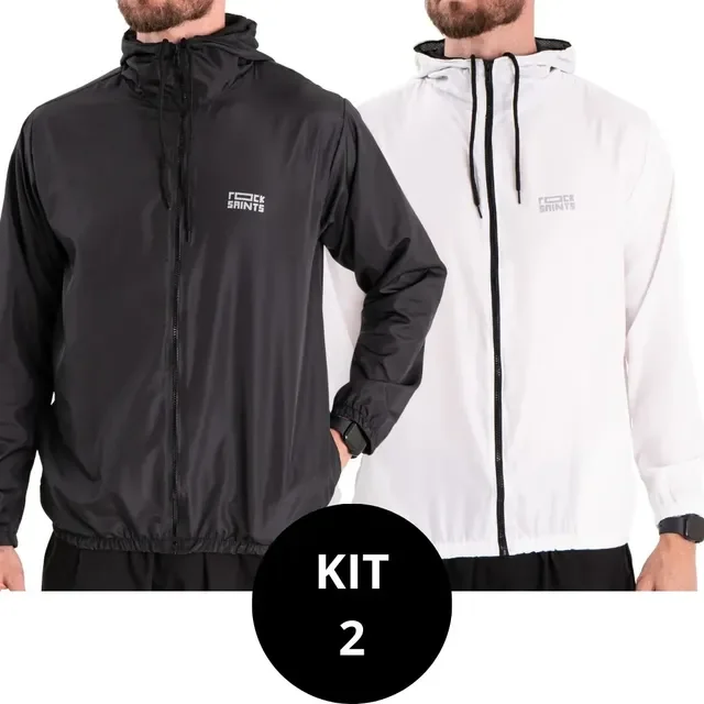 Kit 2 Jaquetas Corta Vento Impermeável Liso Unissex