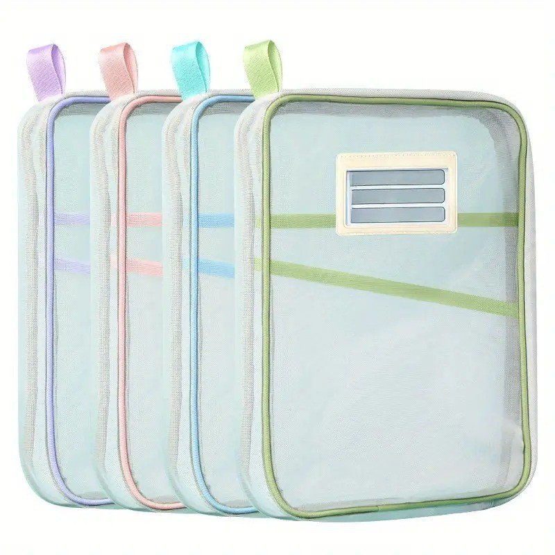 Pasta Arquivo Transparente Com Zíper E Divisórias De Malha Nylon Boa Capacidade Portátil