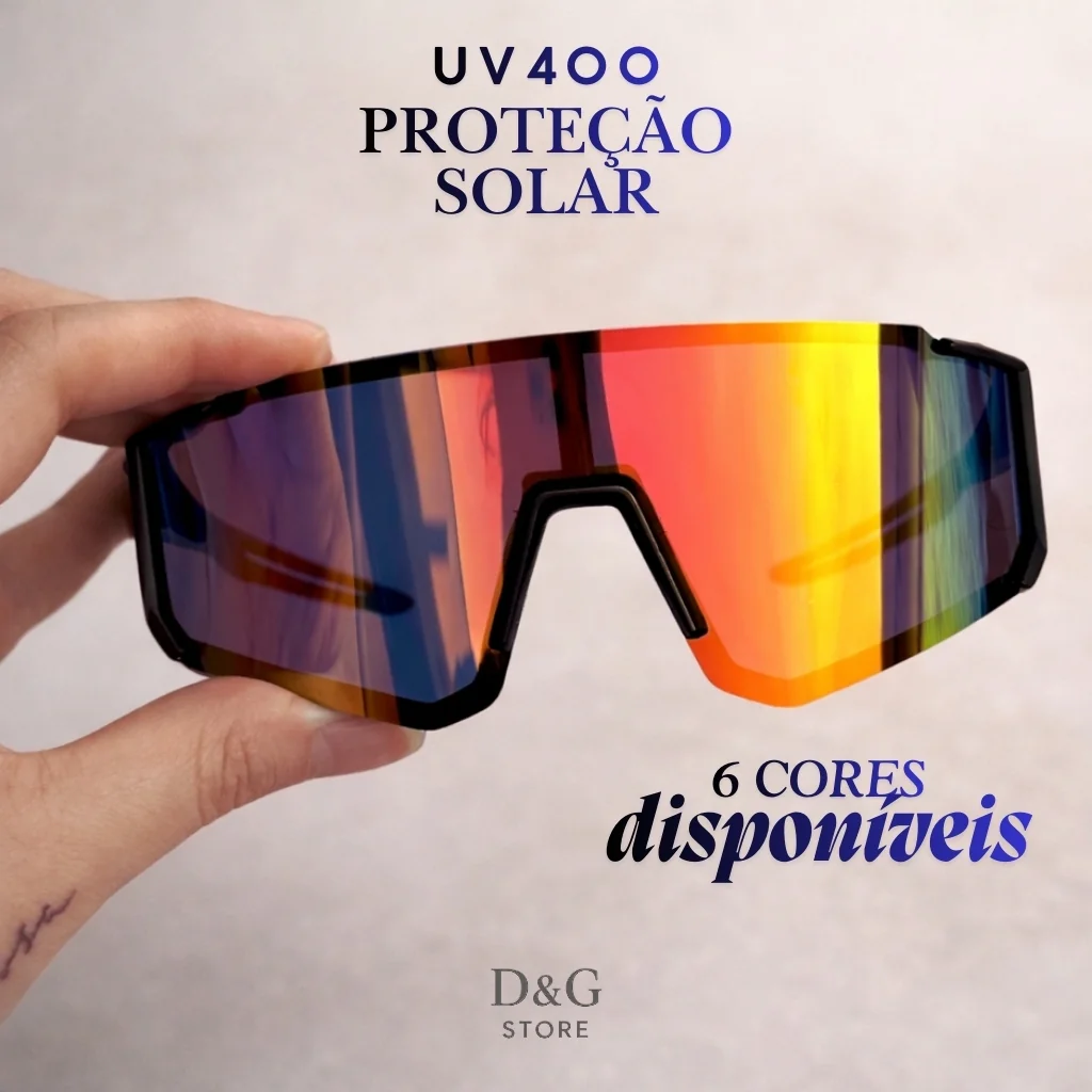 Óculos de Sol Esportivo UV400 Lente Espelhada Ciclismo Corrida Beach Tennis Leve Confortável Unissex