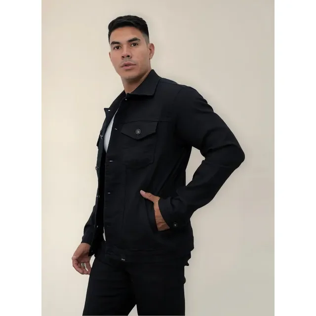 Jaqueta Masculina Jeans Preta Botões