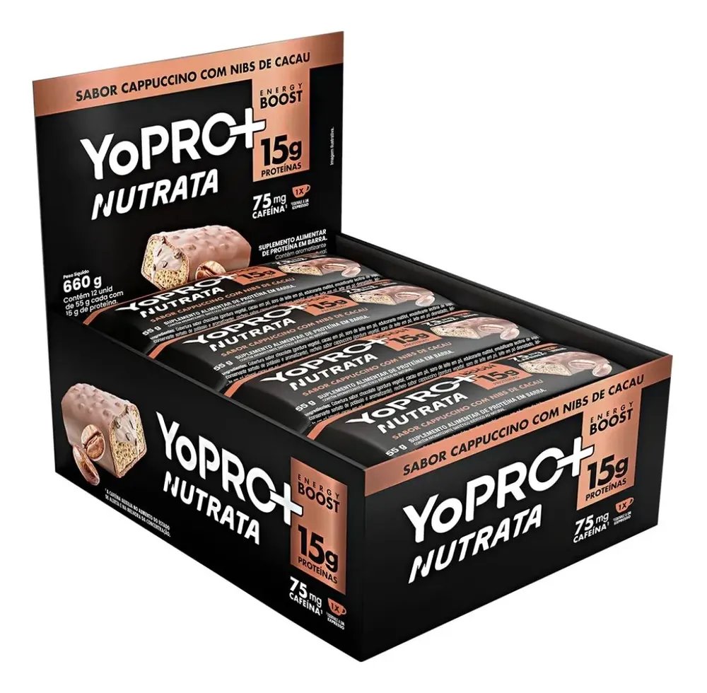 Barra De Proteina Yopro 12un De 55g Cappuccino Nutrata Cappuccino
