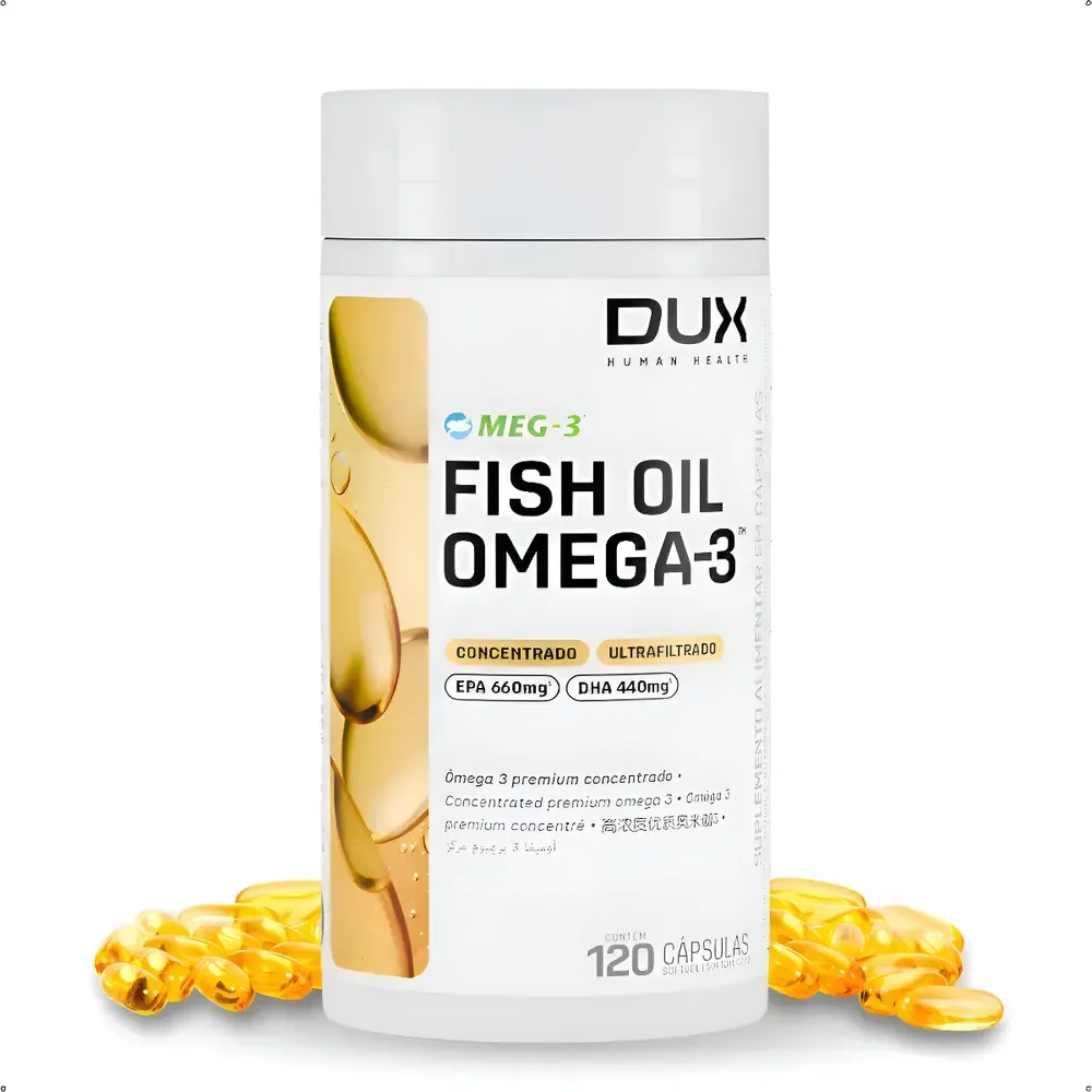 Fish Oil Omega 3 Dux Concentrado 120 Caps Bom Para Memória Sem Sabor