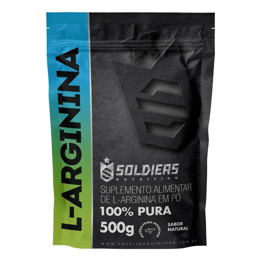 Arginina Em Pó 500g 100% Pura Soldiers Nutrition Performance e Recuperação Muscular