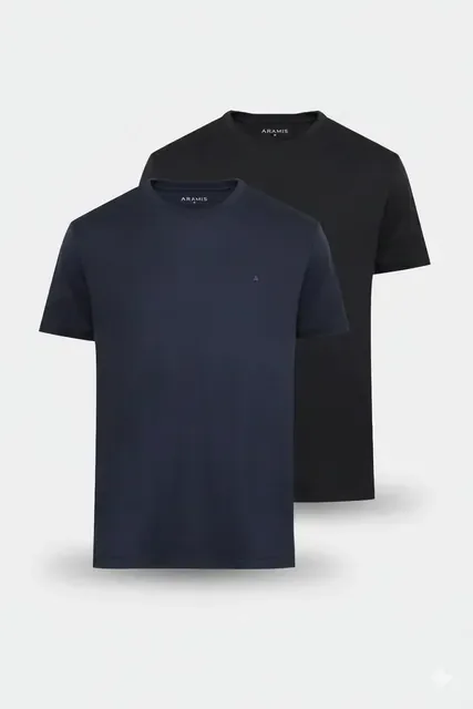 Kit 2 Camisetas Aramis Básicas Preto E Marinho