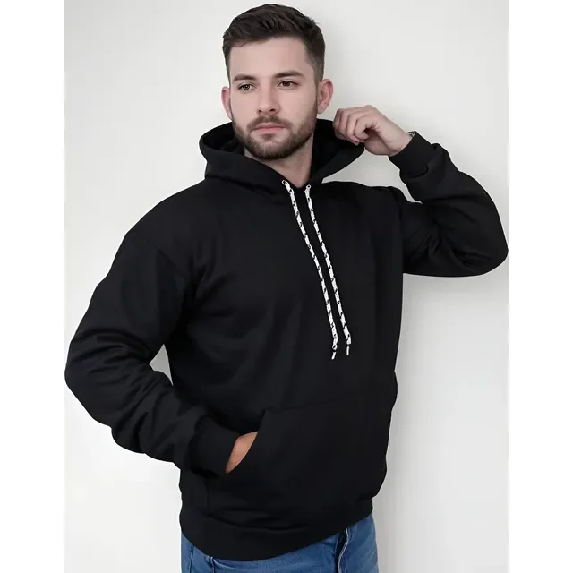 Moletom Canguru Algodão Unissex Blusa De Frio Flanelado Liso