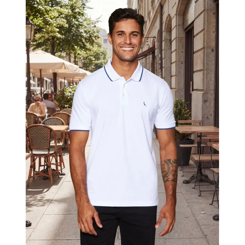 Polo Enxuto Friso Único Rsv Reserva Branco Lisa G