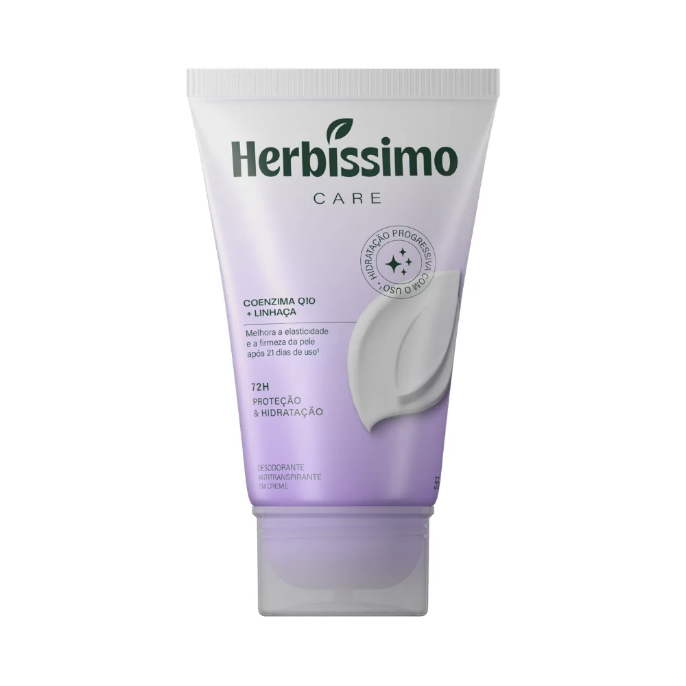 Creme Desodorante Antitranspirante Herbíssimo Bisnaga Care Linhaça E Coenzima Q10 55g