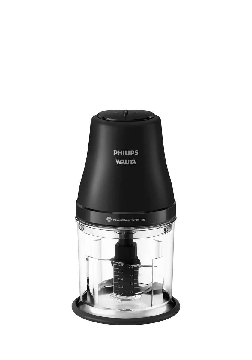 Philips Walita Processador de Alimentos PowerChop 450W, Preto, 110V | Pica e Mistura Rápido – lâminas eficientes da Série 3000 para o preparo de receitas (HR1501/01)