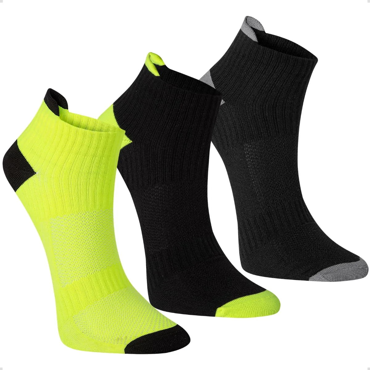 Kit 3 Pares Meia Performance Poliamida Unissex Cano Curto Soquete Esportiva Corrida Ciclismo
