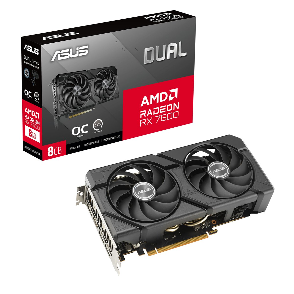 PLACA DE VIDEO ASUS DUAL RADEON RX 7600 EVO OC EDITION 8GB GDDR6 128 BITS - DUAL-RX7600-O8G-EVO