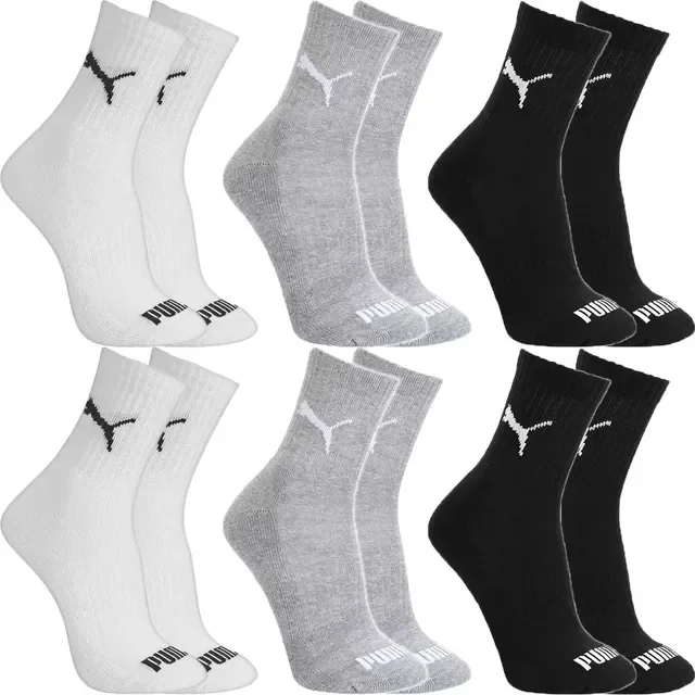 Kit 6 Pares Meias Puma Cano Médio Alto Atoalhada Original