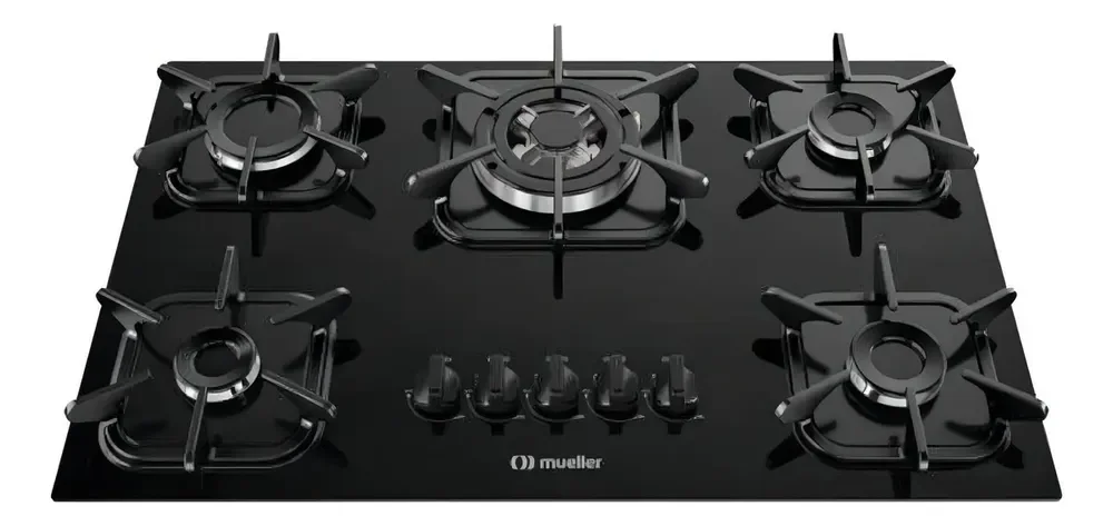 Cooktop Mueller 5 Bocas Preto Com Queimador Tripla Chama G5