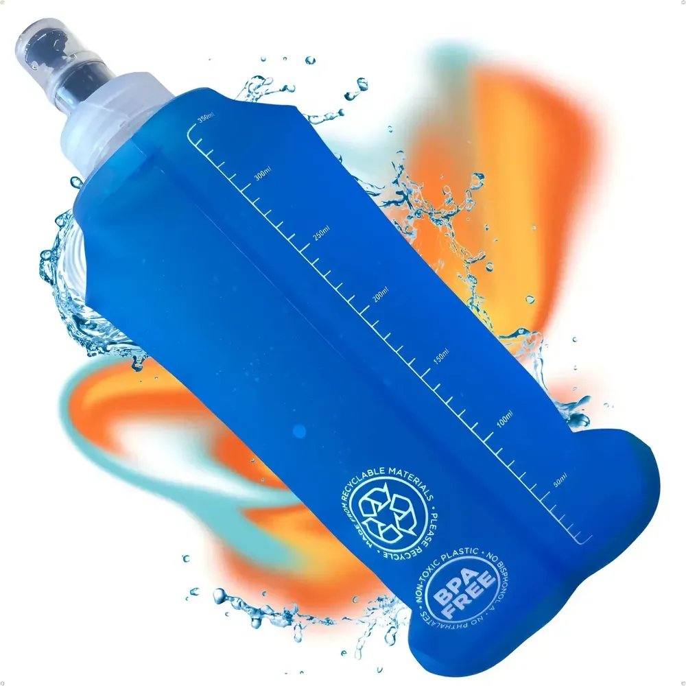 Garrafa Hiratação TPU Soft Flash 350ml Dobrável Azul-celeste