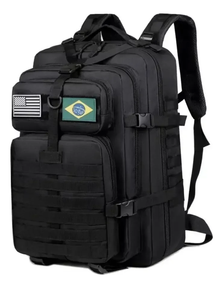 Mochila Tática Camping Militar 50 Litros Resistente A Água Preto