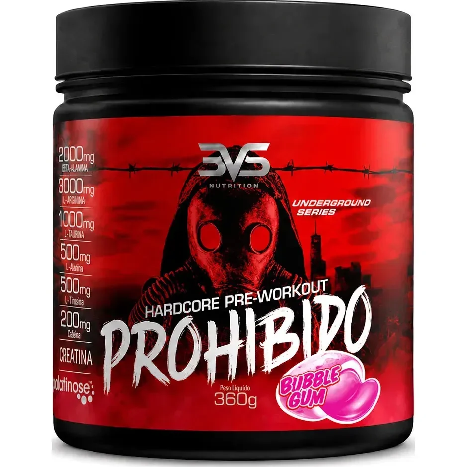Prohibido Pré Treino 360g - Sabor: Bubble Gum - A Combinação Perfeita De 8 Ingredientes Que Proporcionam Energia Do Início Ao Fim Do Seu Treino Chiclete