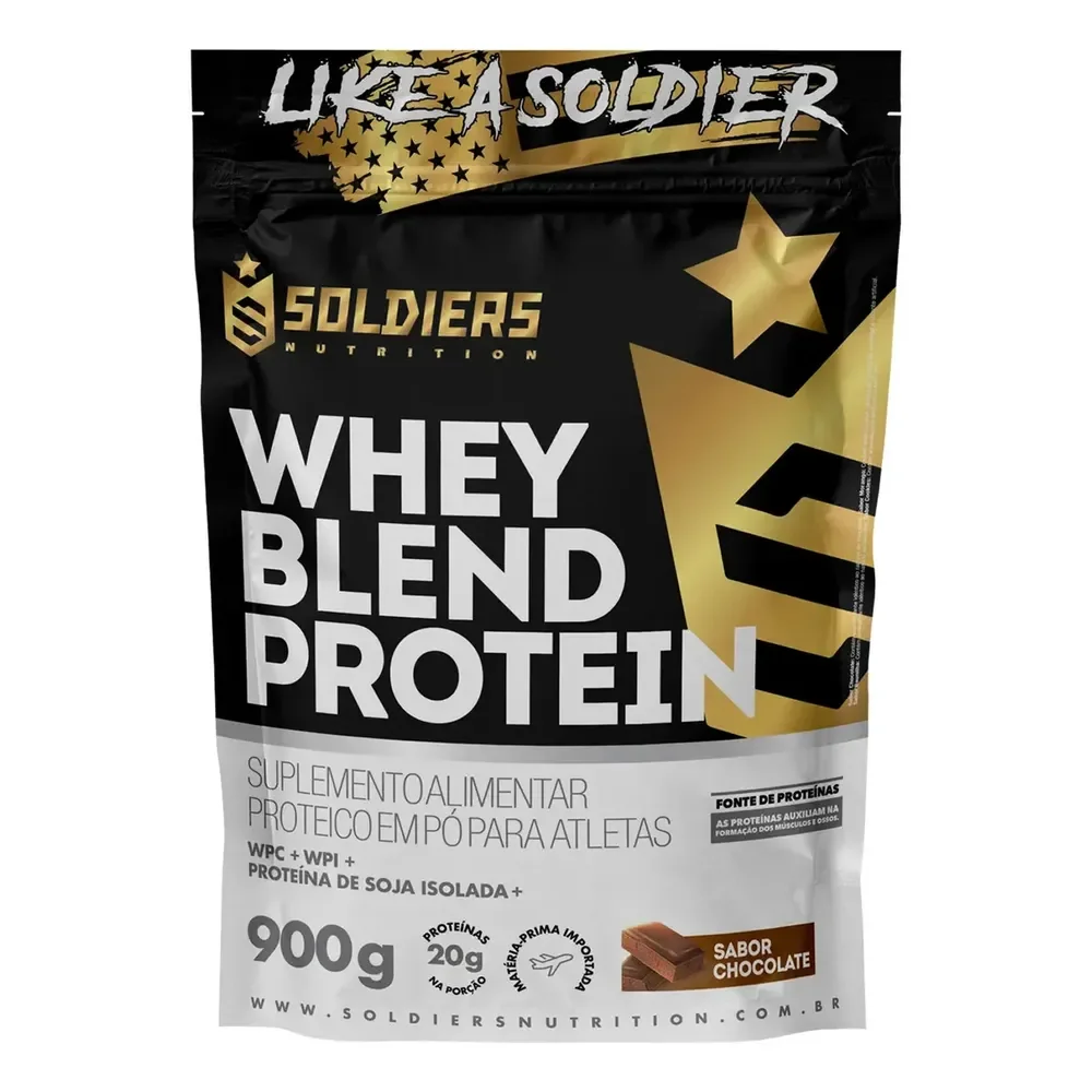 Whey Blend Protein Concentrado e Isolado 900g Sabor Chocolate Soldiers Nutrition