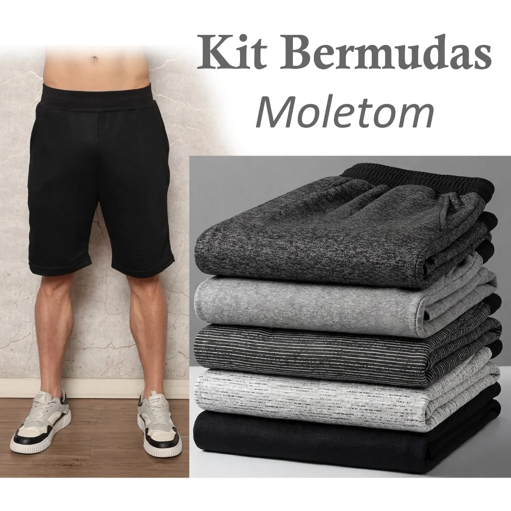 4 Bermudas de Moletom Masculinas  Confortável 5 Cores Sortidas