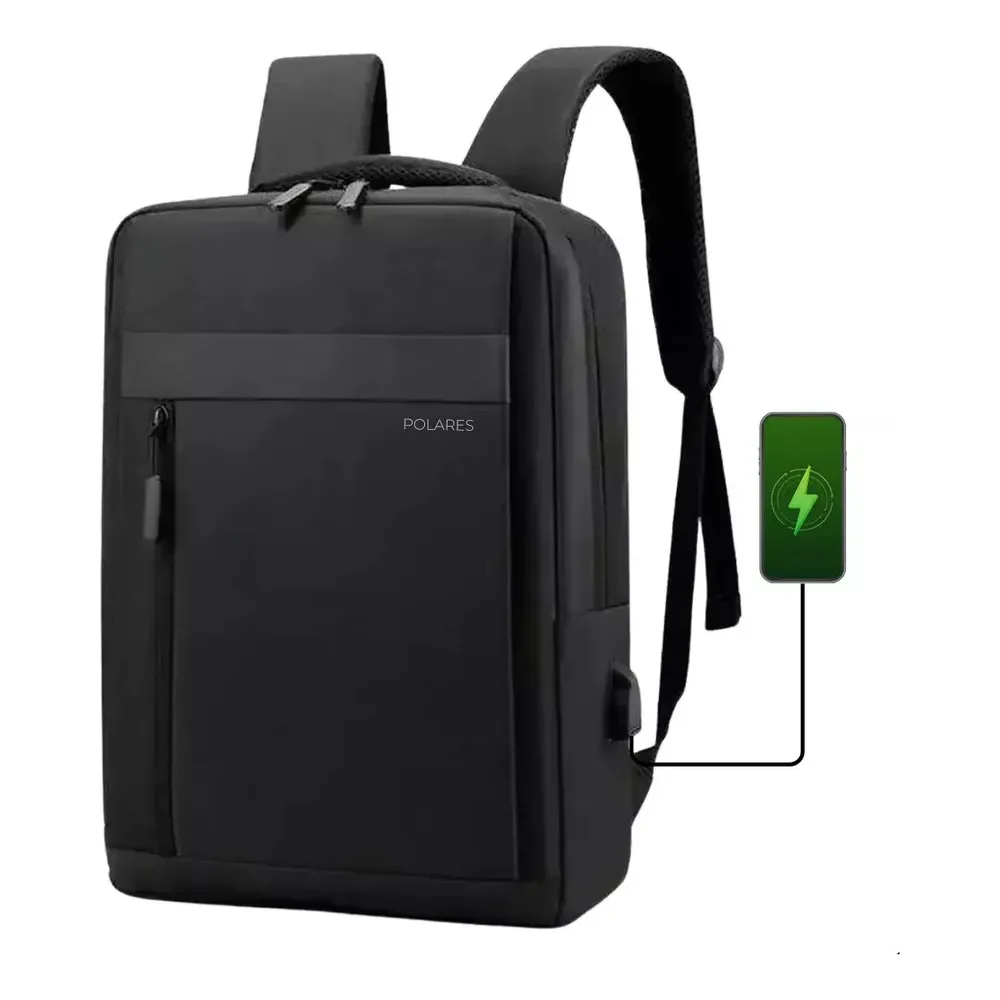 Mochila Notebook Até 15.6 Executiva Saída Usb Modelo Premium Polares Cor Preto Executivo