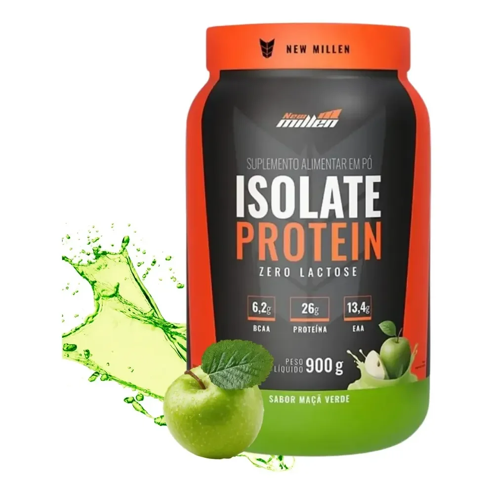 Whey Isolate Protein Pote 900g Proteína Isolada New Millen Sabor Maçã Verde