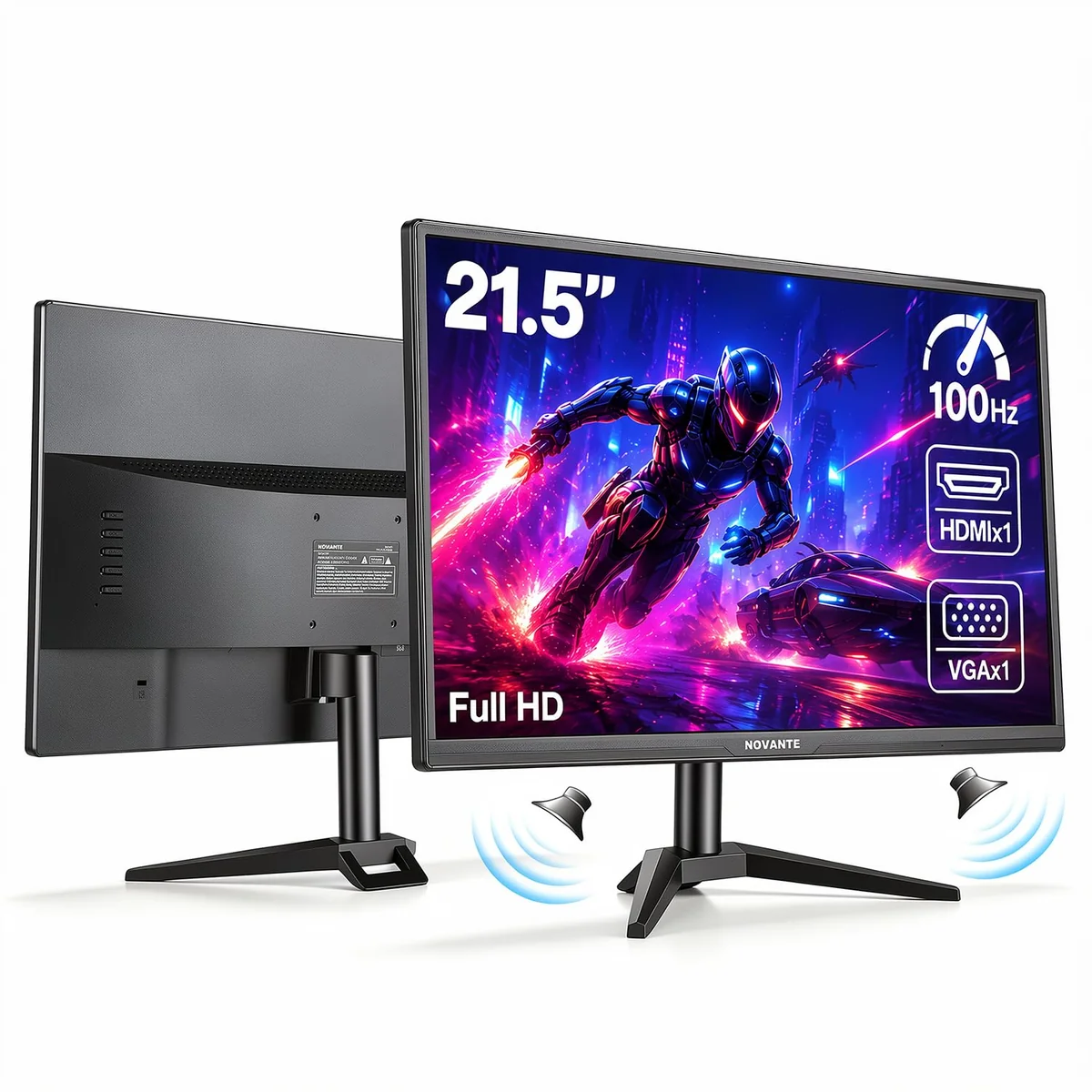 Monitor 21,5 Polegadas, Alto-falantes Integrados, Full HD 1920x1080, 100 Hz, 230cd/m², HDMI/VGA/3.55(110-240V)