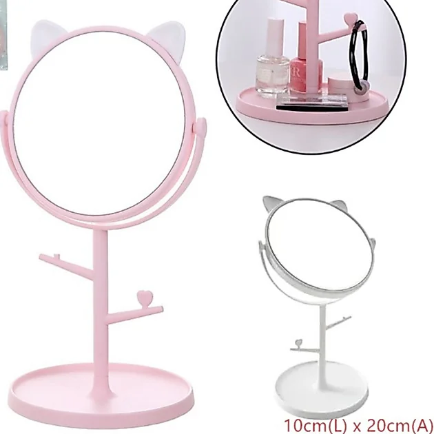 MINI Espelho Mesa Penteadeira Porta Bijuteria Gatinha
