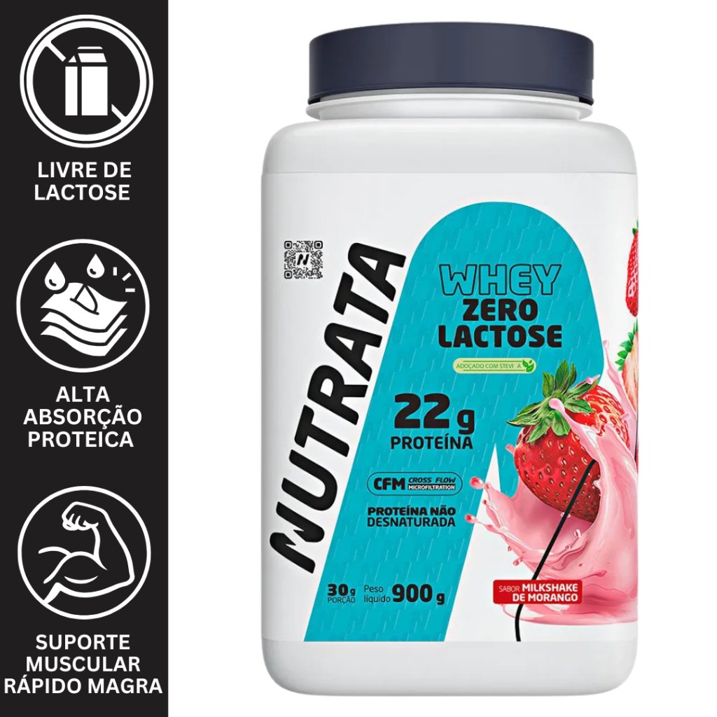 WHEY ZERO LACTOSE POTE 900G (21g a 22g protein) - NUTRATA