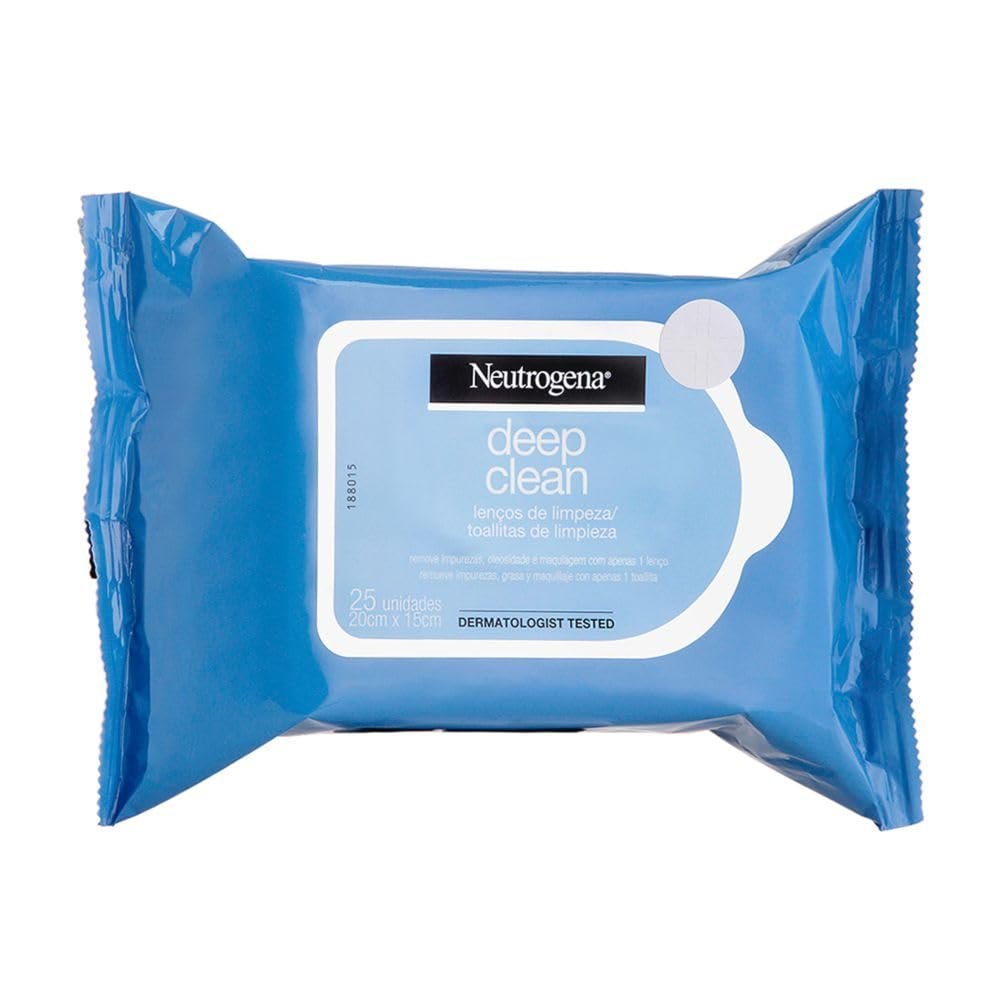 Lenços Demaquilantes Neutrogena Deep Clean, Hipoalergênicos, 25 Unidades