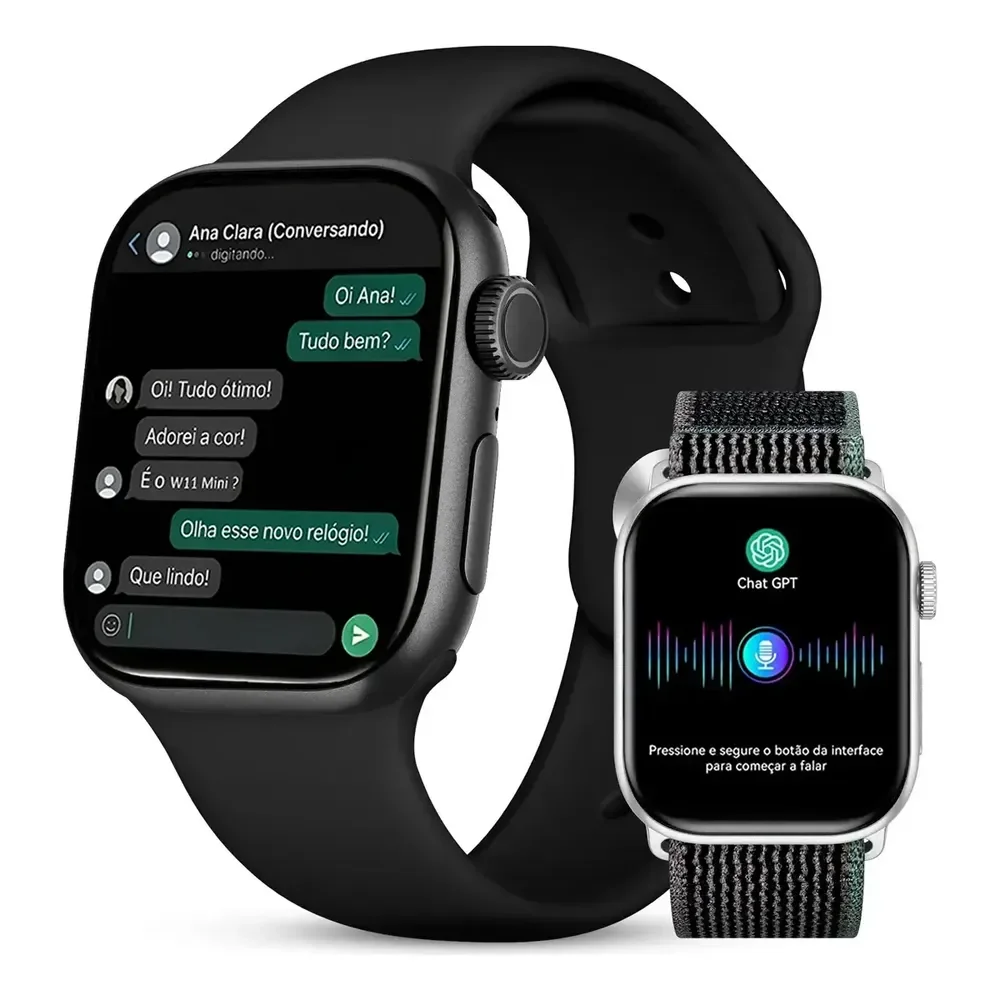 Smartwatch Aurafit A11pro Tela Hd 2,02  Resposta Do Whatsapp Preto Mesh