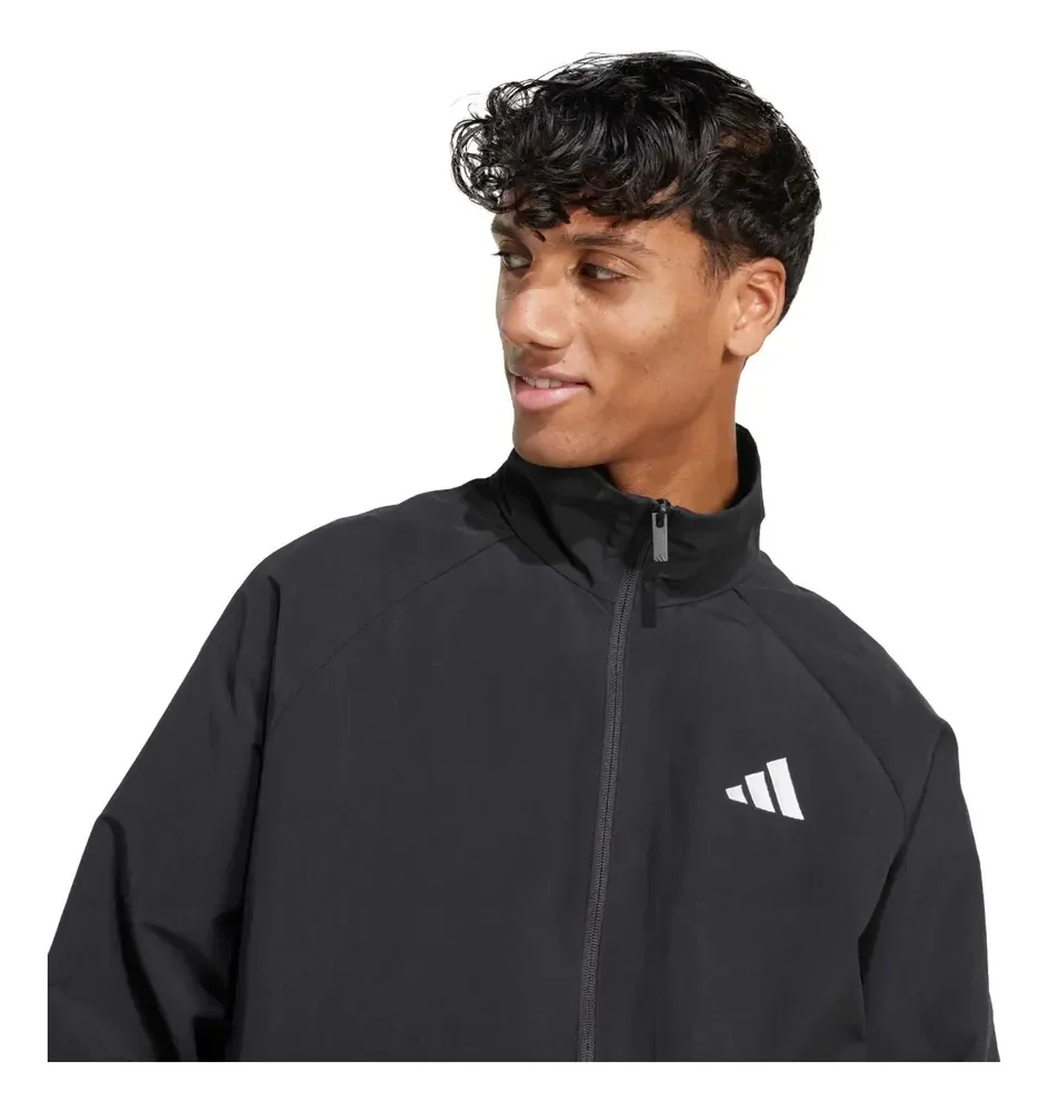 Jaqueta adidas Masculino Corta-vento Essent. Masc Preto G Liso