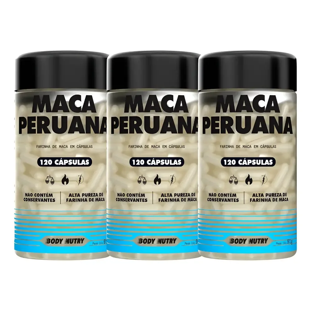 3x Maca Peruana 2500mg 100% Pura 360 Cápsulas Premium Sabor Sem Sabor
