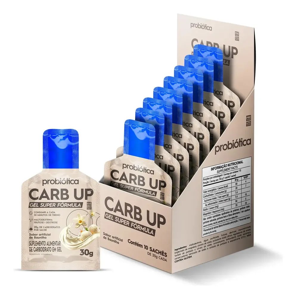Carb Up Gel Super Fórmula (10 Sachês De 30g) Probiótica Sabor Baunilha