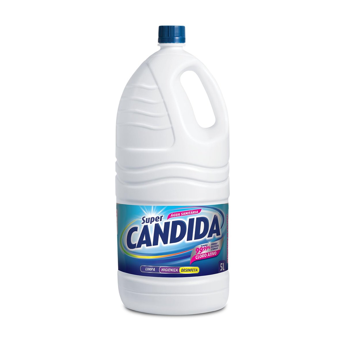 Água Sanitária Super Candida 5L - Alvejante e Desinfetante Multiuso Galão Econômico para Limpeza Pesada, Pisos e Banheiros, Branqueia Roupas e Tira Manchas