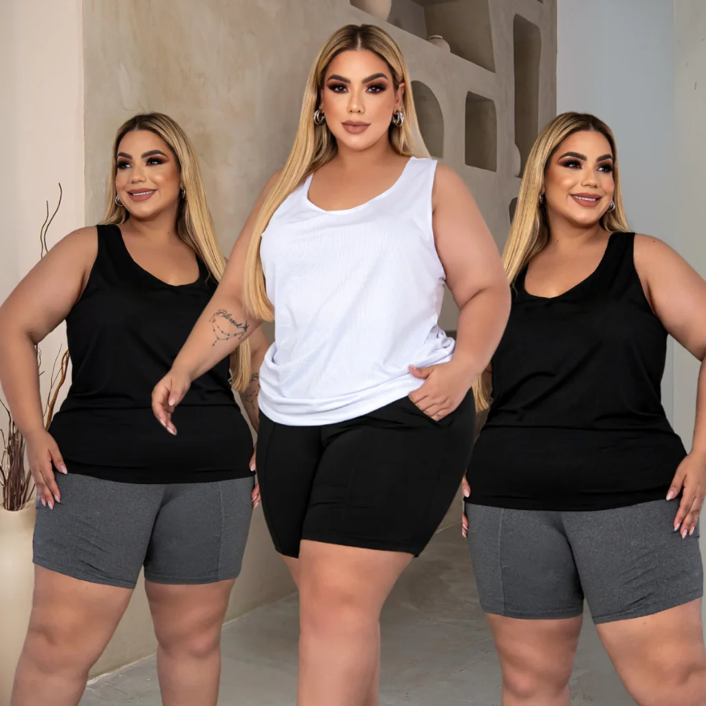 Regata Feminina Treino Academia Plus Size Academia Dry Fit GG G1 G2 G3 Nadador