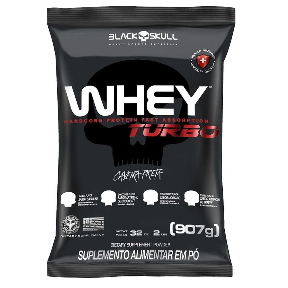 Refil Whey Turbo Baunilha 907G, Black Skull