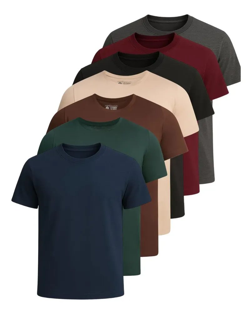 Kit 7 Camisetas Basica Masculina Algodão Fio 30.1 Premium Sortidas Gg
