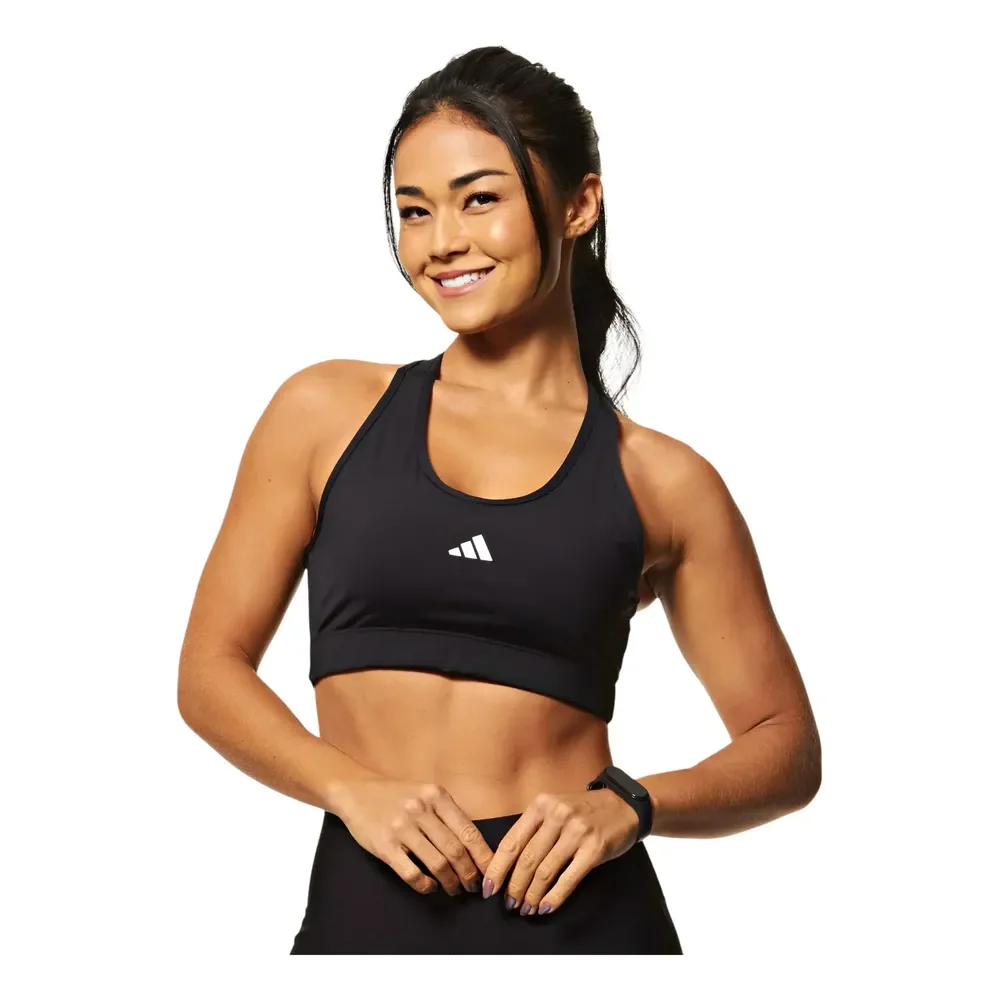 Top Treino Básico Suporte Médio Feminino adidas *oferta* Black Liso M