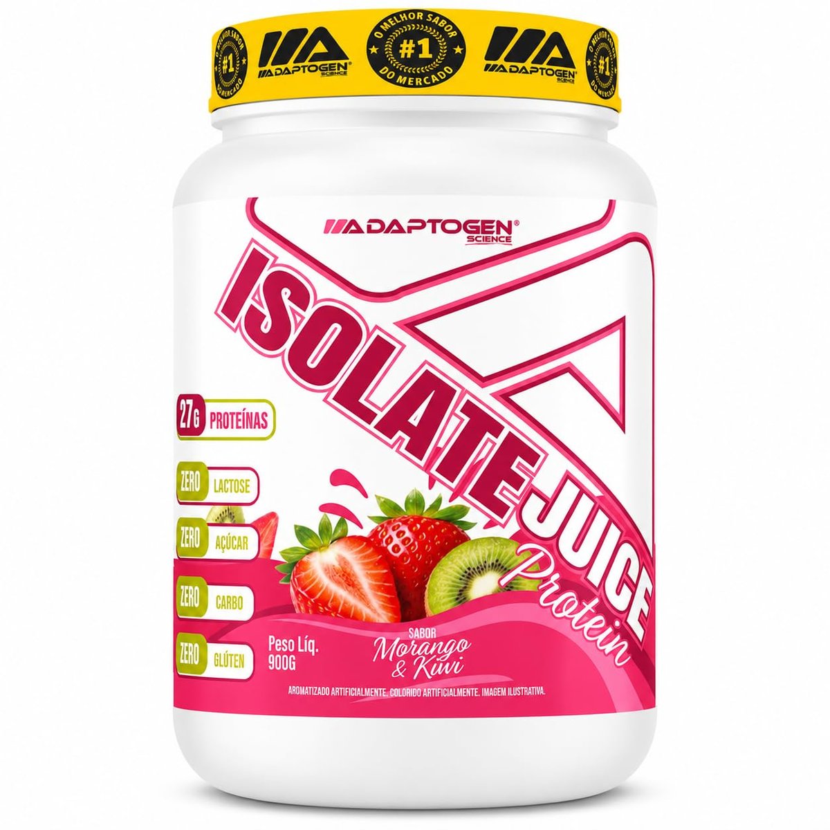 Tasty Isolate Juice Morango & Kiwi 900g - Proteína Isolada, Zero Açúcar, Sem Lactose - Adaptogen Science