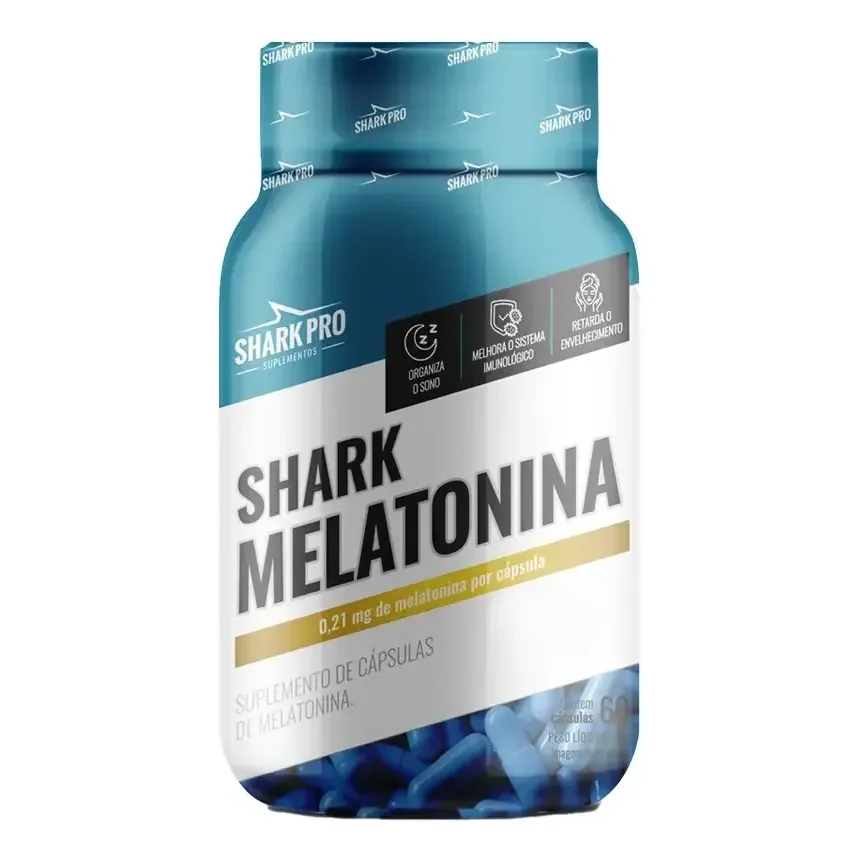 Melatonina Shark Pro Em Cápsulas, 60 Unidades, Para Um Sono Reparador Neutro