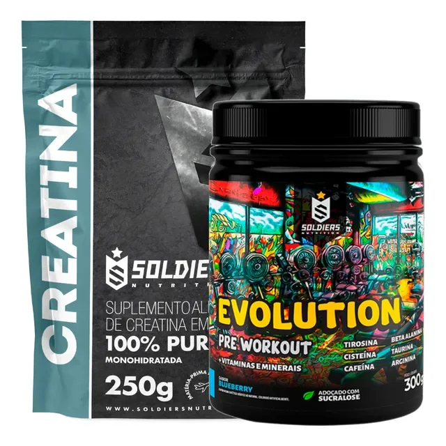 Kit: Creatina 250g + Pré-treino Evolution 300g - Soldiers