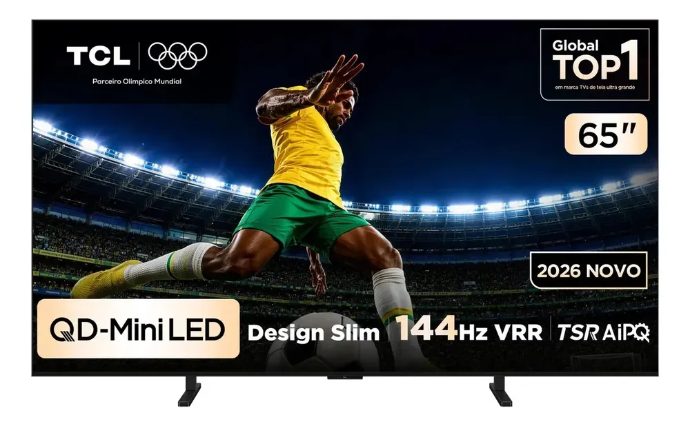 Smart TV TCL 65 Polegadas QLED Mini LED 4K A400M WiFi Bluetooth Google TV HDR10+ 144 Hz VRR 65A400M