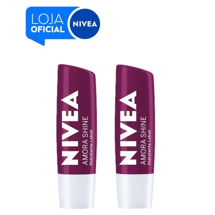 KIT NIVEA Hidratante Labial Amora Shine 4,8g - 2 unidades