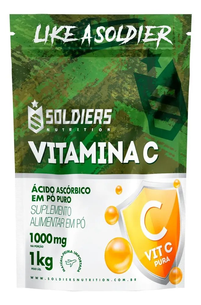 Vitamina C Em Pó Ácido Ascóbico 1Kg 100% Puro Soldiers Nutrition Bem-Estar Energia