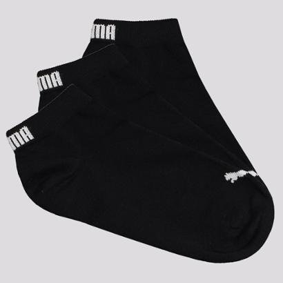 Kit Meia Puma Sapatilha 3 Pares Cano Curto Feminina Preta