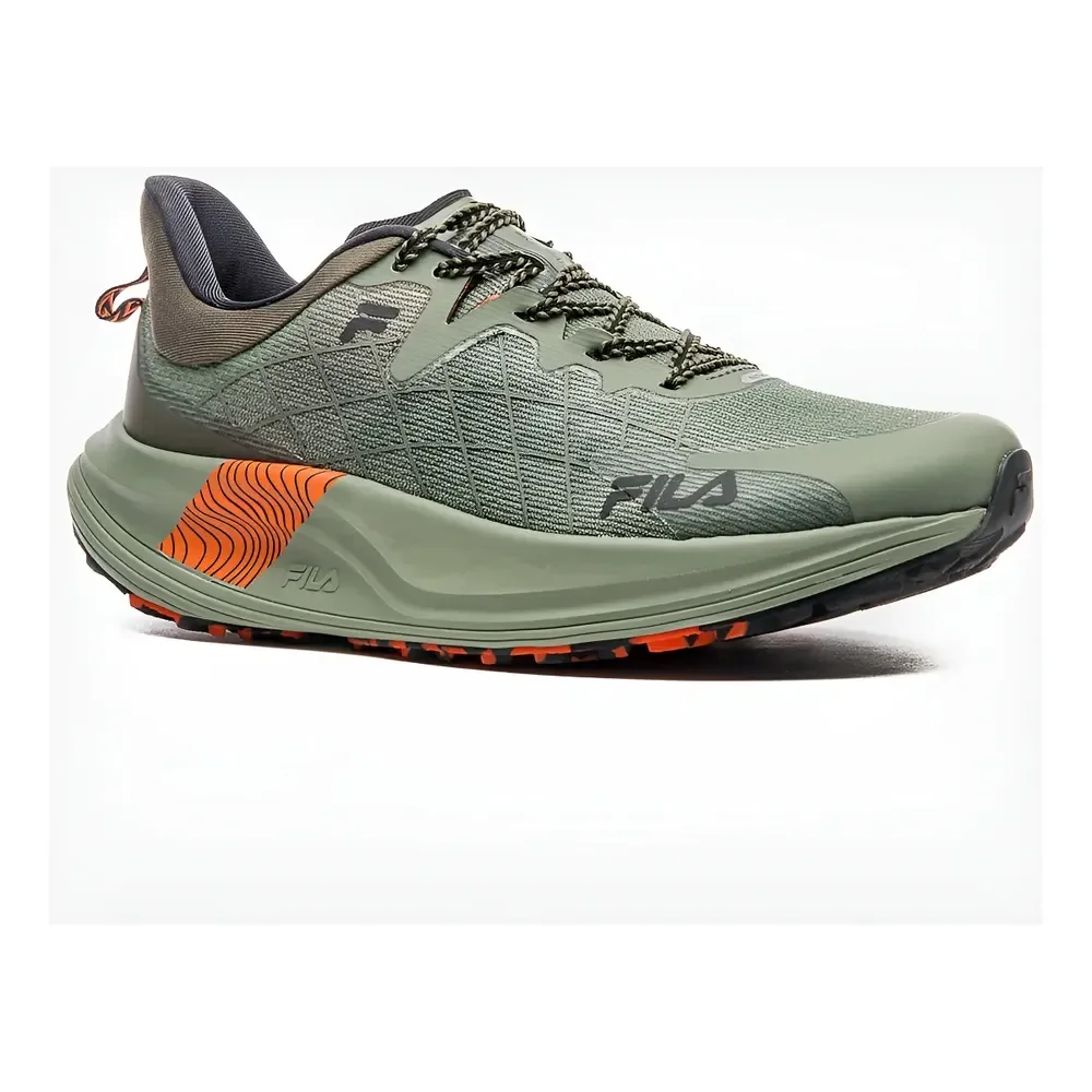 Tênis Masculino Fila Racer Skytrail Padrão Lisa Oliva/preto/laranja Liso 38 Br