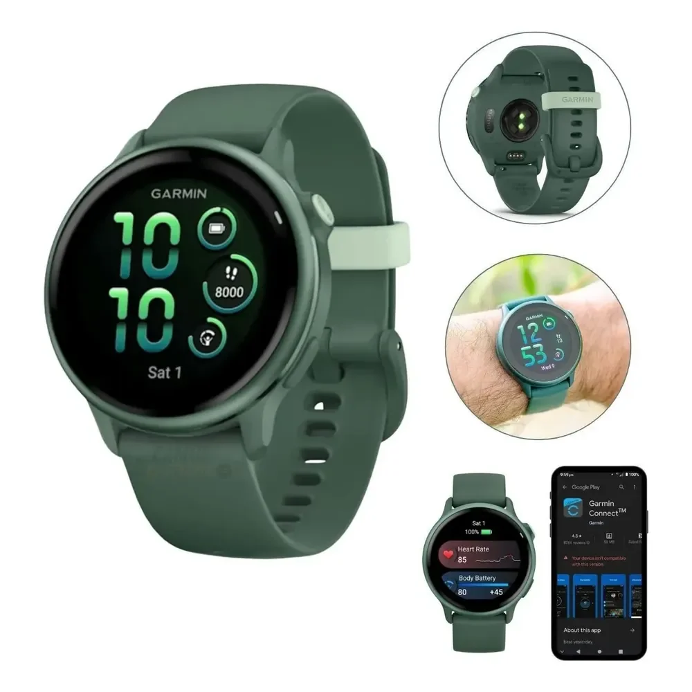 Relógio Garmin Vívoactive 6 Monitor Cardíaco Pulso Gps Verde Verde-escuro Pulseira De Silicone / Esportiva Verde